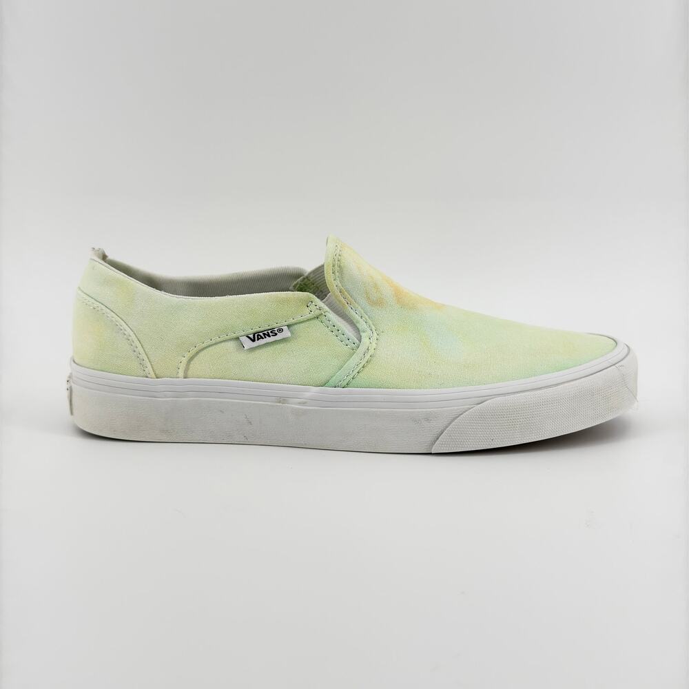 Vans Women’s Size 8 Slip-On Sneakers Light Green with Yellow Dye Casual Shoes